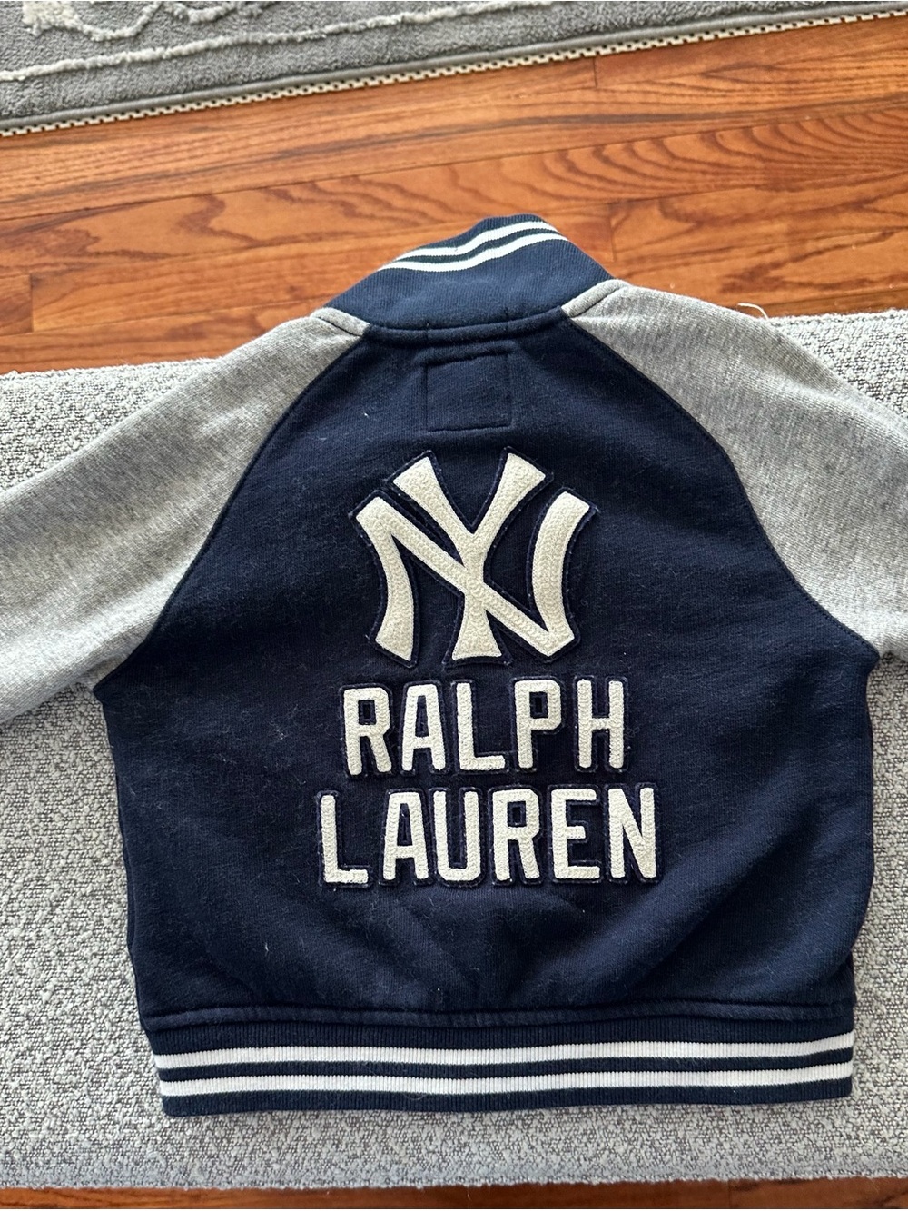 Ralph Lauren Navy and Gray Kids Varsity Bomber Jacket